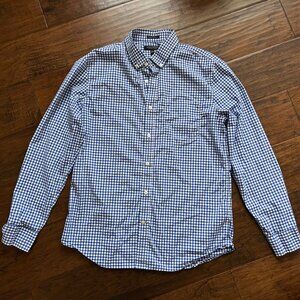 Banana Republic mens slim flex fit blue plaid button down shirt L Large